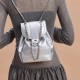 Shoulder Bag, Womens Oil Wax Leather Chain Backpack, Silver Backpack - Memoo.com